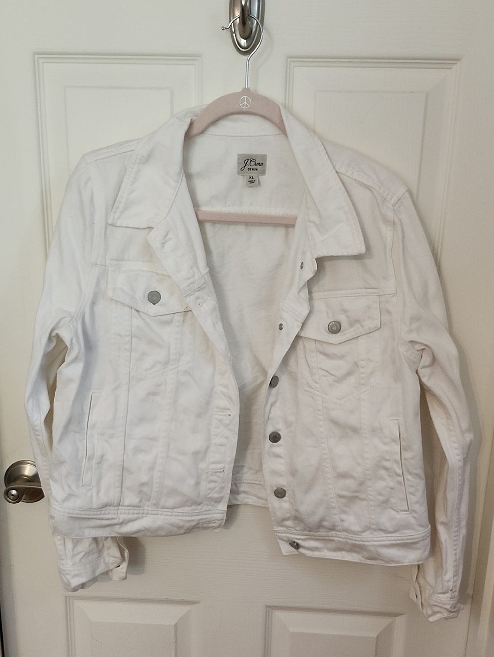J. Crew White Denim Trucker Jacket - Women's Classic Button Front